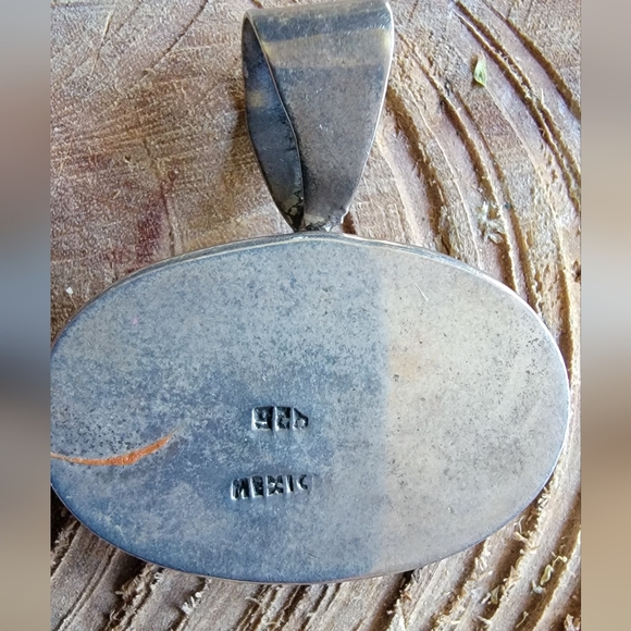 Vintage Sterling Silver Red Jasper Pendant - Picture 4 of 6